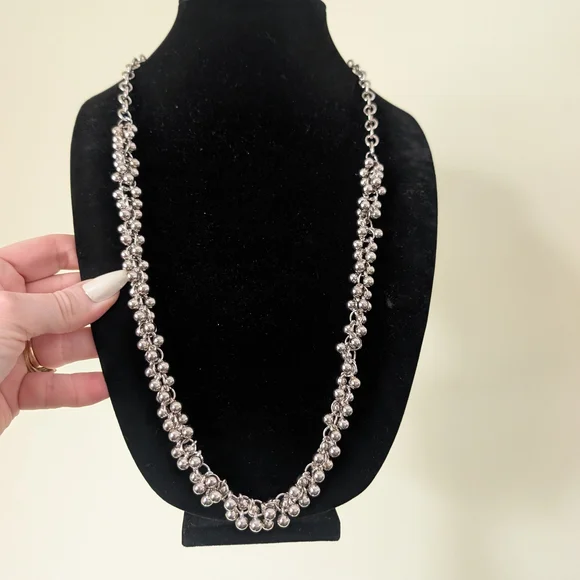 Silvertone Beaded Chain Necklace - Women's Jewelry - Picture 6 of 11